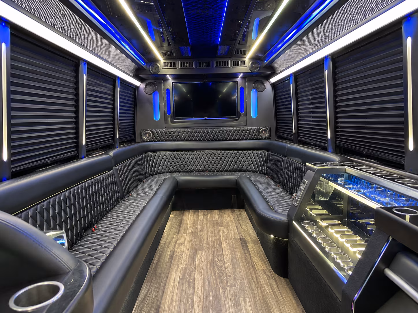 Cary Wedding Transportation party bus exterior