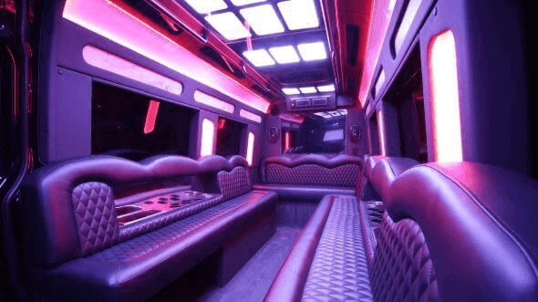 Interior of Charter Bus Company High Point's 18 Passenger Party Bus in High Point