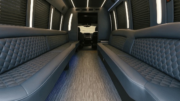 Interior of Charter Bus Company Apex's 20 Passenger Party Bus in Apex