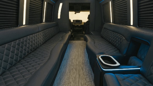 Interior of Charter Bus Company Greensboro's 20 Passenger Party Bus in Greensboro