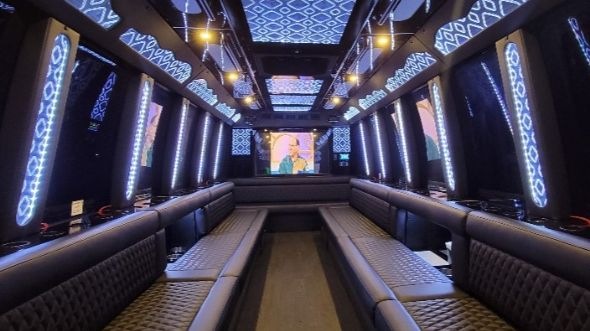 Interior of Charter Bus Company High Point's 20 Passenger Party Bus in High Point
