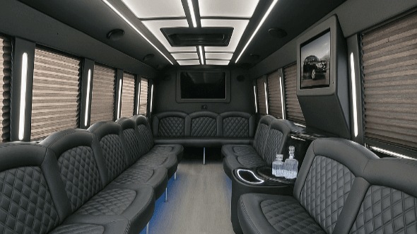 Interior of Charter Bus Company Apex's 28 Passenger Party Bus in Apex