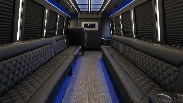 Interior of Charter Bus Company Wake Forest's 28 Passenger Party Bus in Wake Forest