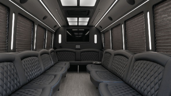 Interior of Charter Bus Company Greensboro's 30 Passenger Party Bus in Greensboro