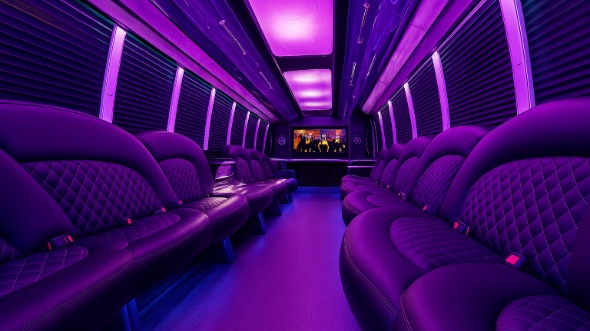 Interior of Charter Bus Company High Point's 40 Passenger Party Bus in High Point