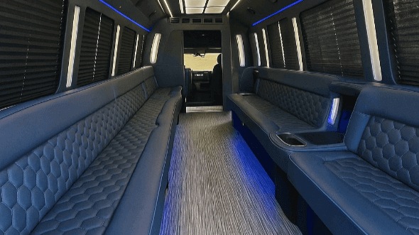 Interior of Charter Bus Company Apex's 50 Passenger Party Bus in Apex