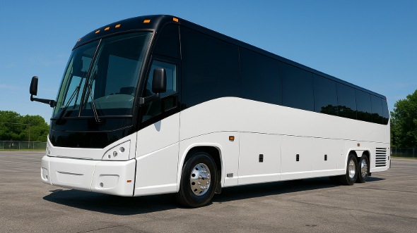 Exterior of Charter Bus Company Wake Forest's 50 Passenger Party Bus in Wake Forest