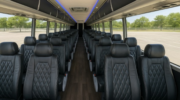 Interior of Charter Bus Company Cary's 55 Passenger Charter Bus in Cary