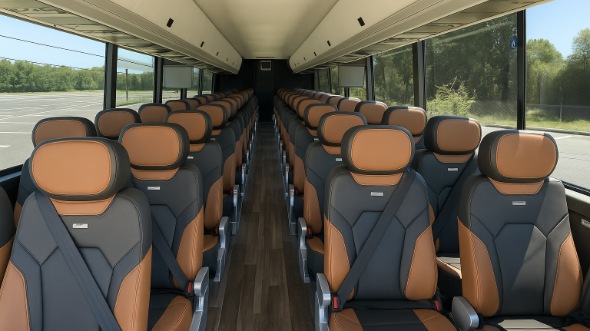Interior of Charter Bus Company Cary's 56 Passenger Charter Bus in Cary