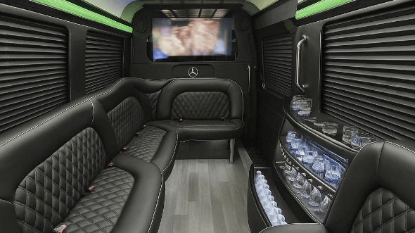 cary 14 passenger sprinter limousine inside